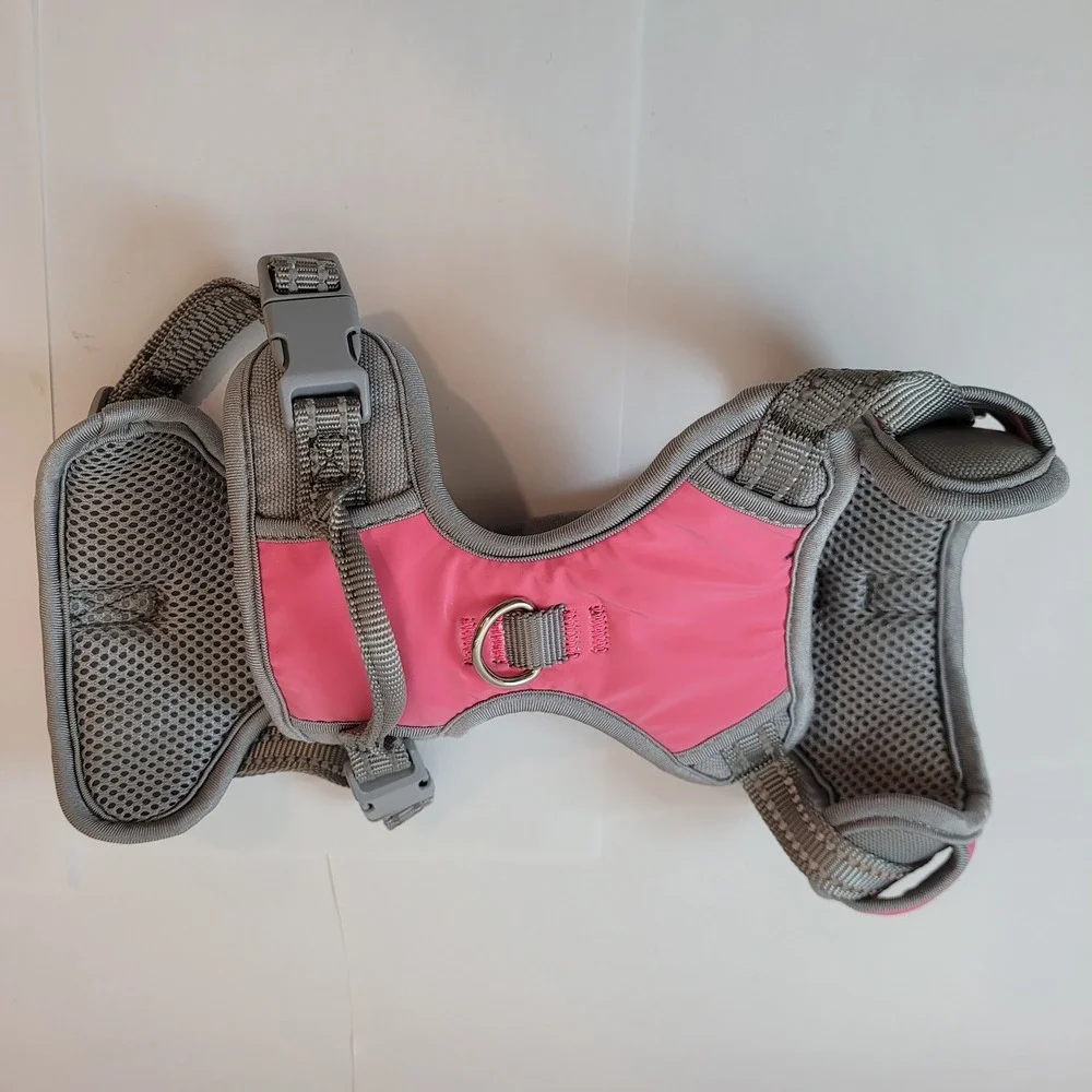 Quality Dog Harness Pet Pink Grey Adjustable Reflective Mesh Padded Vest M L‎
